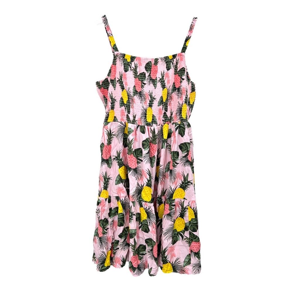 NWT Children's Place Women XXL Dress Pink Pineapple Floral Smocked Midi 16